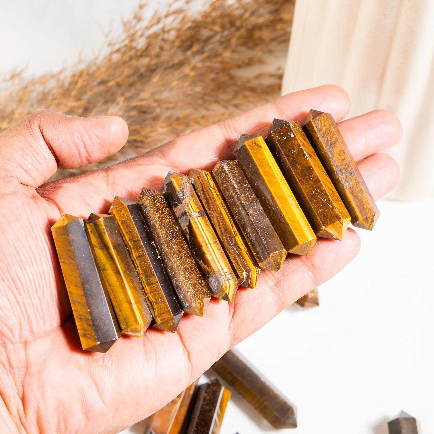 Tiger Eye Double Terminated Crystal Point Pencils
