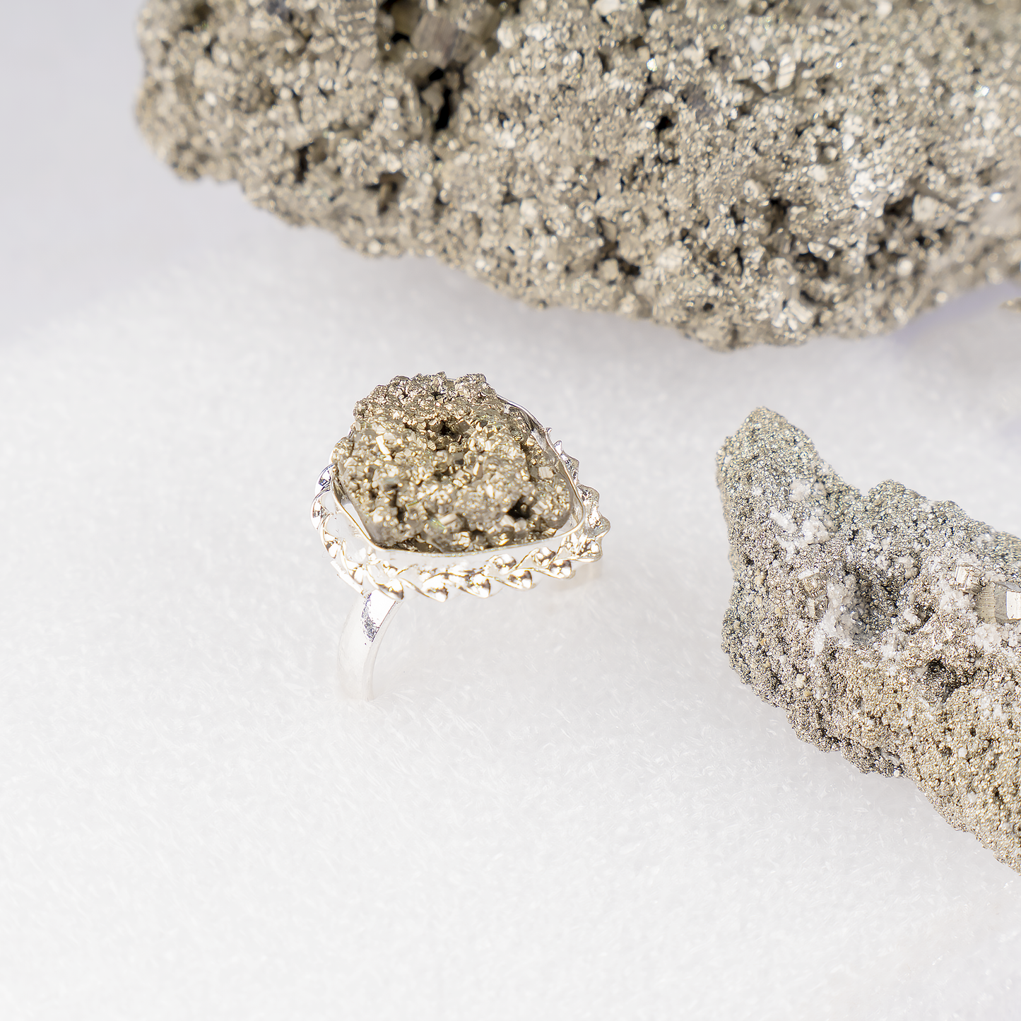 Pyrite Crystal Ring | Adjustable Gemstone Ring | Natural Healing Crystal Jewelry | Boho Spiritual Ring | Positive Energy & Protection Jewelry