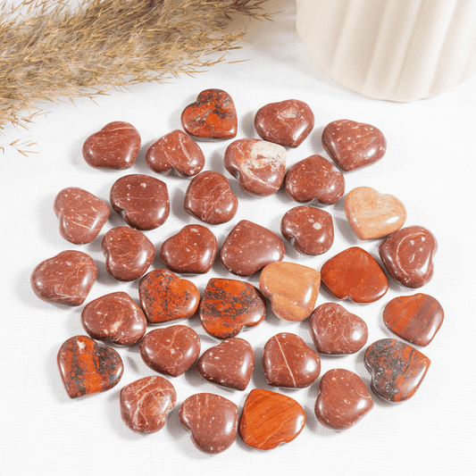 Red Jasper Heart Crystal, Puffy Mini 1 Inch Pocket Crystal Heart