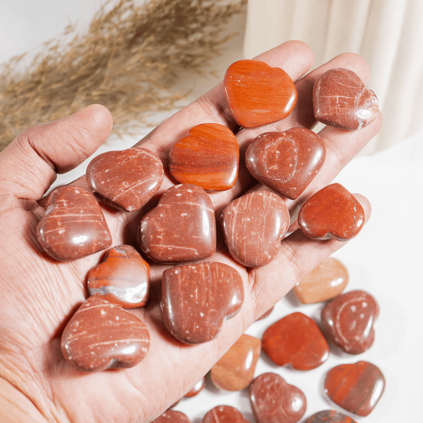 Red Jasper Heart Crystal, Puffy Mini 1 Inch Pocket Crystal Heart