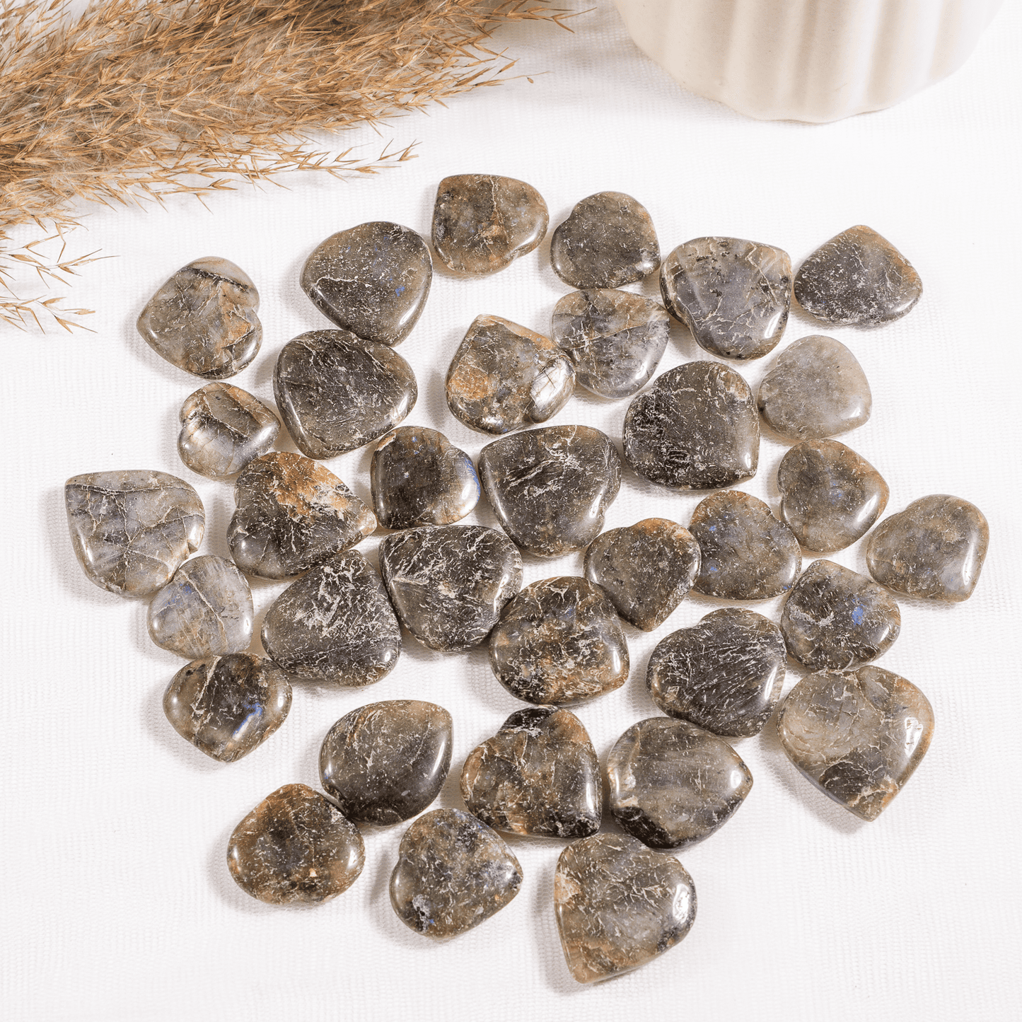 Labradorite Heart Crystal, Puffy Mini 1 Inch Pocket Crystal Heart