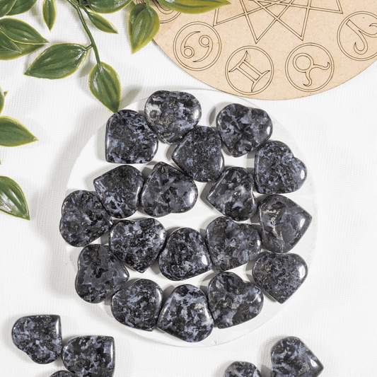 Indigo Gabro Heart Crystal, Puffy Mini 1 Inch Pocket Crystal Heart