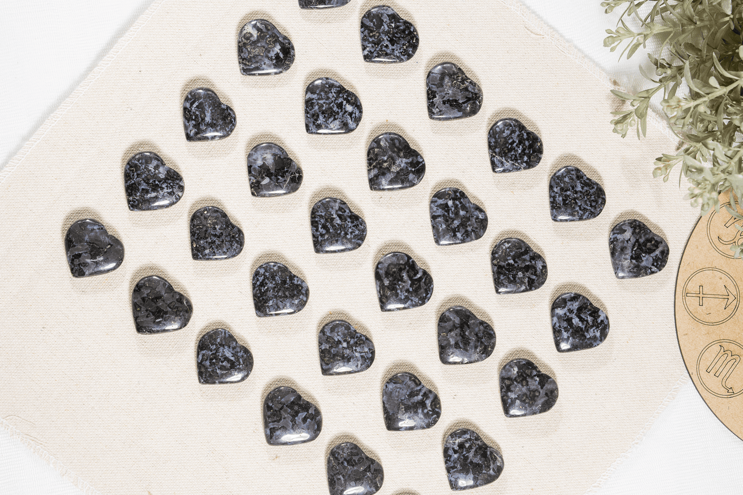 Indigo Gabro Heart Crystal, Puffy Mini 1 Inch Pocket Crystal Heart