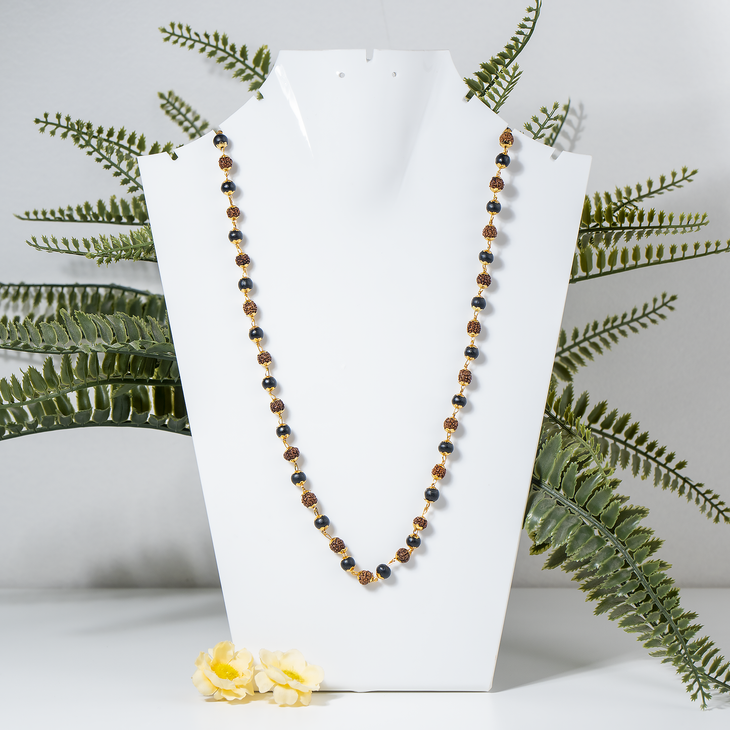 Karungali Rudraksha Mala | Ebony Wood & Rudraksha Prayer Beads | Spiritual Protection Mala