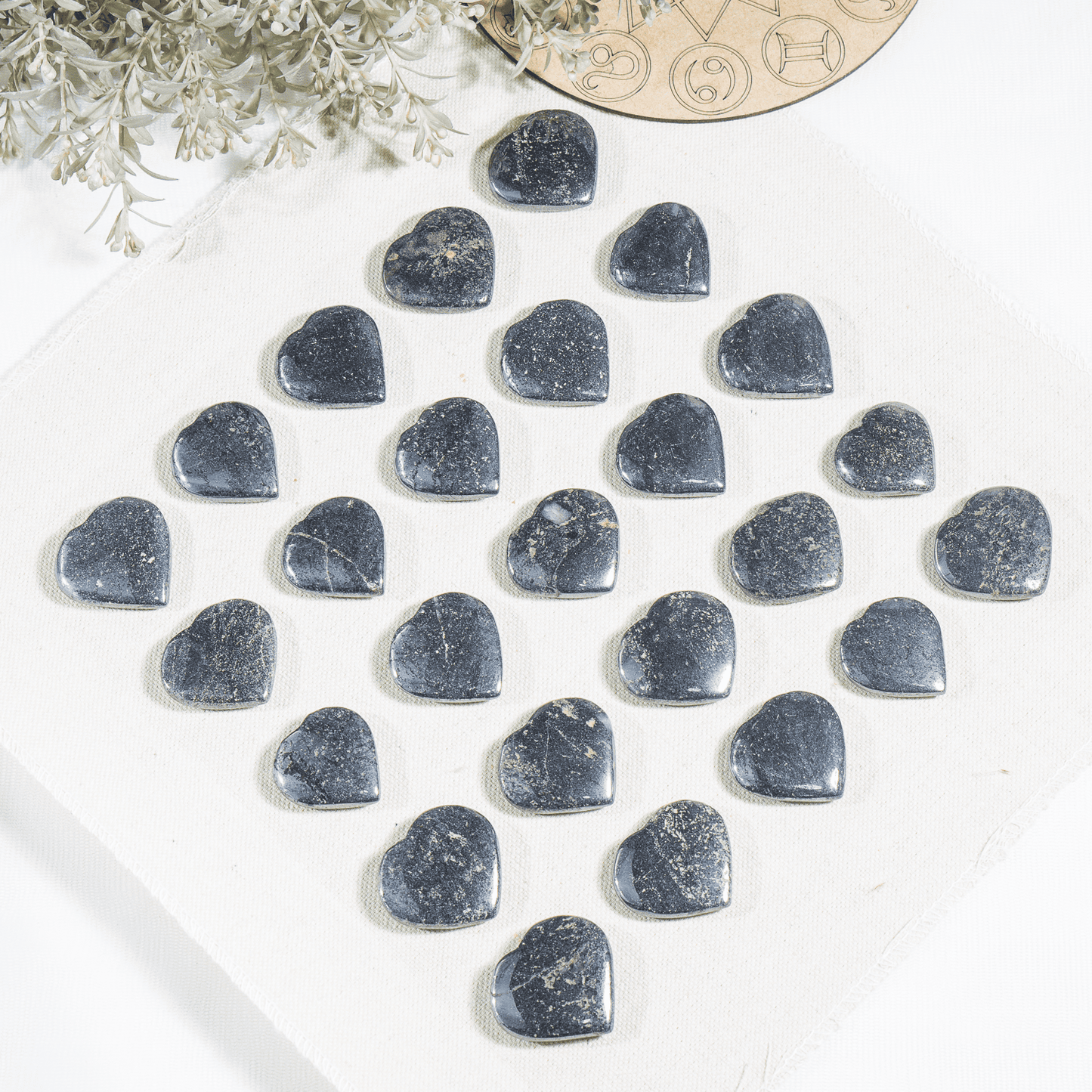 Hematite Heart Crystal, Puffy Mini 1 Inch Pocket Crystal Heart