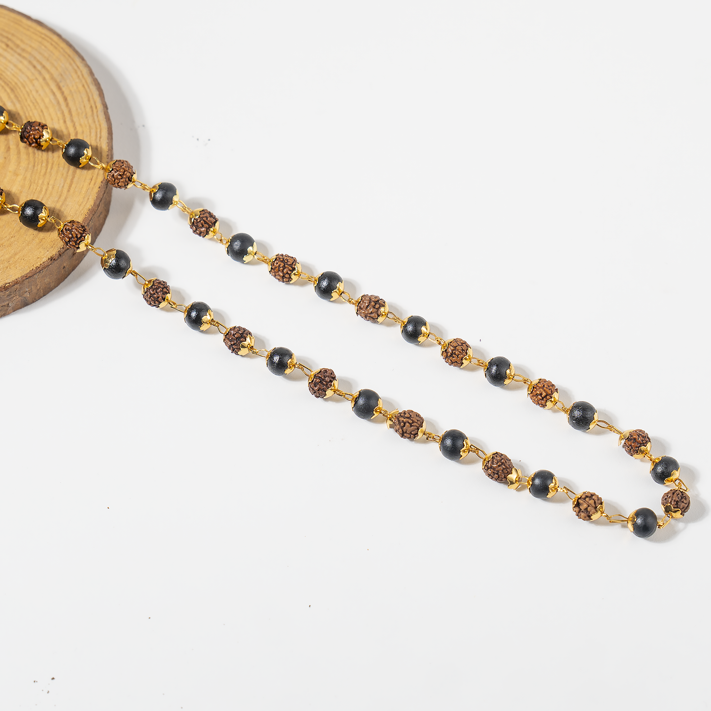 Karungali Rudraksha Mala | Ebony Wood & Rudraksha Prayer Beads | Spiritual Protection Mala