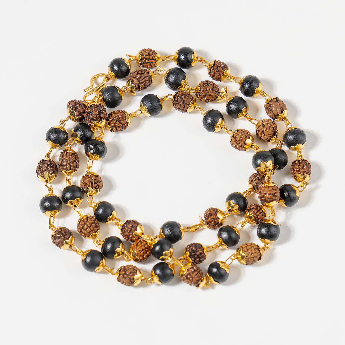 Karungali Rudraksha Mala | Ebony Wood & Rudraksha Prayer Beads | Spiritual Protection Mala