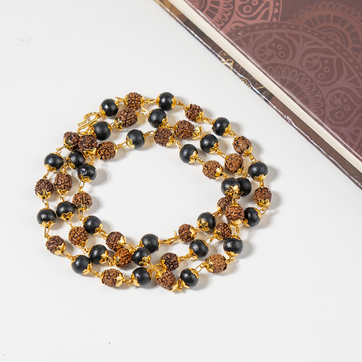 Karungali Rudraksha Mala | Ebony Wood & Rudraksha Prayer Beads | Spiritual Protection Mala