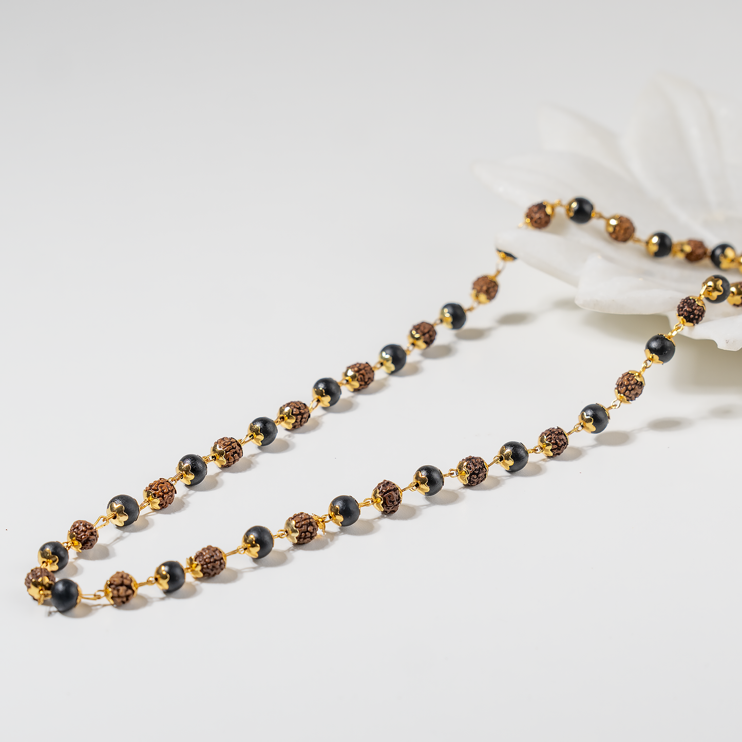 Karungali Rudraksha Mala | Ebony Wood & Rudraksha Prayer Beads | Spiritual Protection Mala