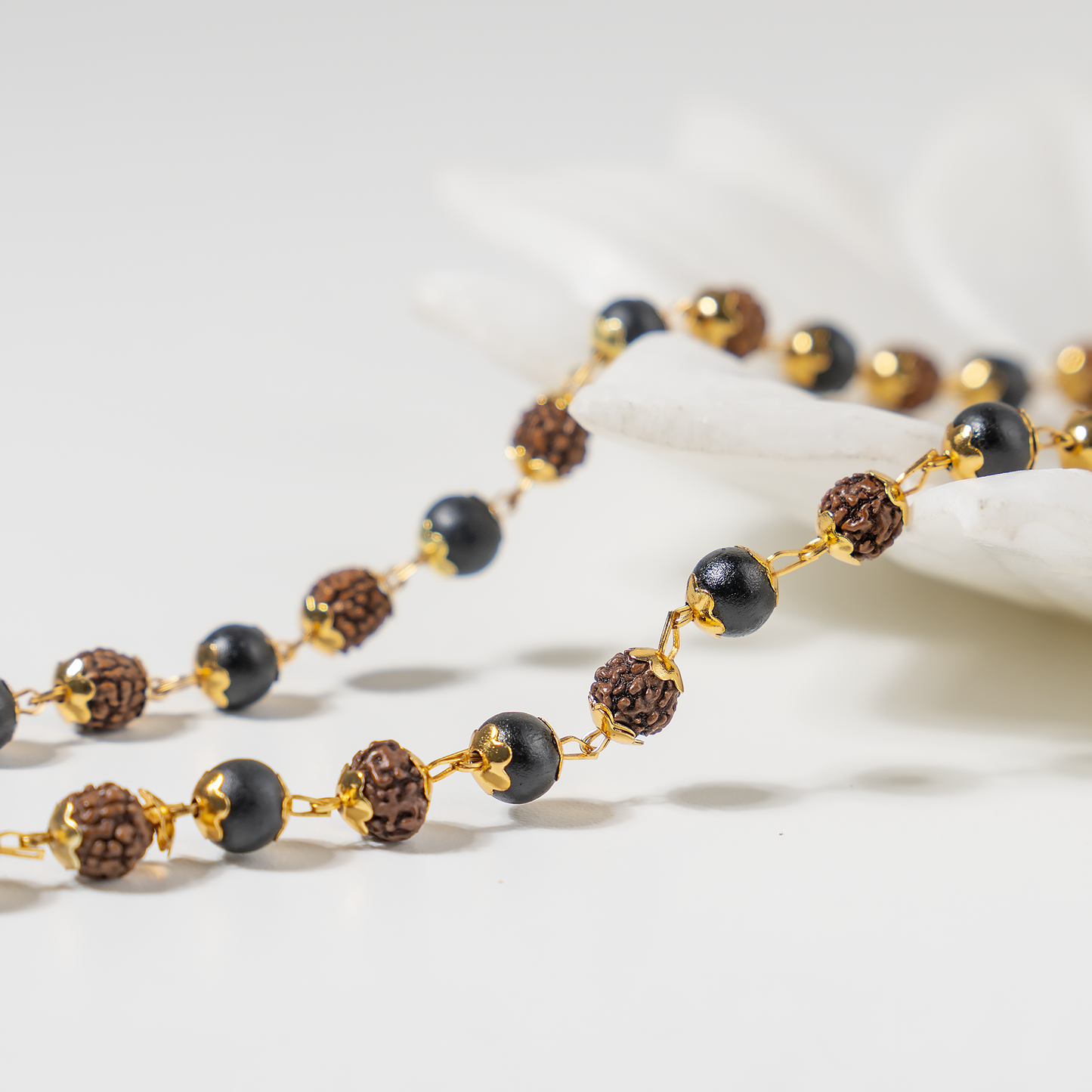 Karungali Rudraksha Mala | Ebony Wood & Rudraksha Prayer Beads | Spiritual Protection Mala