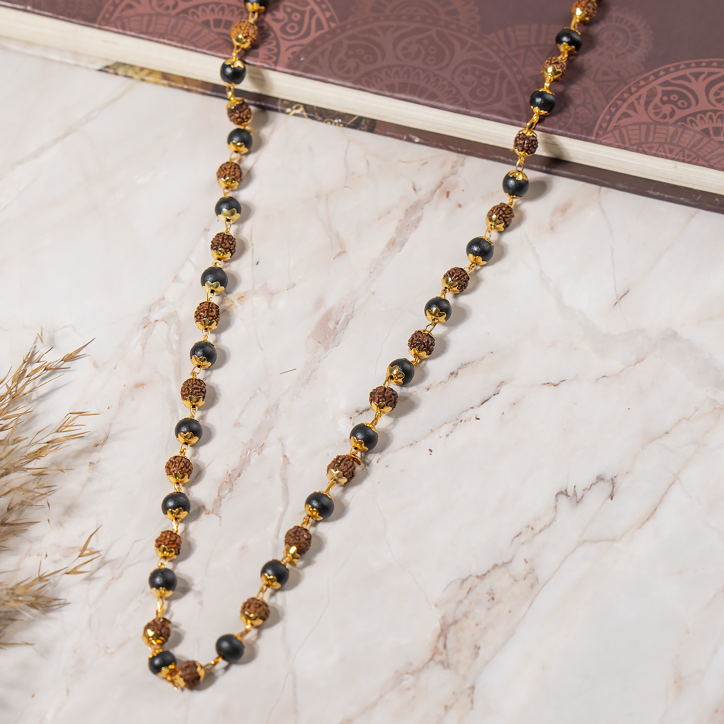 Karungali Rudraksha Mala | Ebony Wood & Rudraksha Prayer Beads | Spiritual Protection Mala