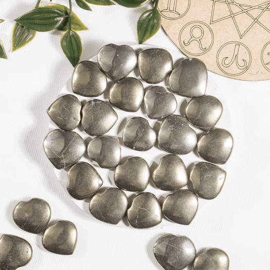 Pyrite Heart Crystal, Puffy Mini 1 Inch Pocket Crystal Heart