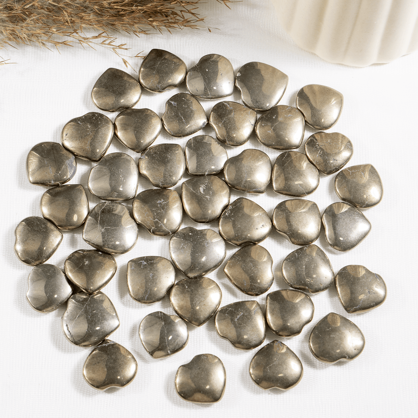 Pyrite Heart Crystal, Puffy Mini 1 Inch Pocket Crystal Heart