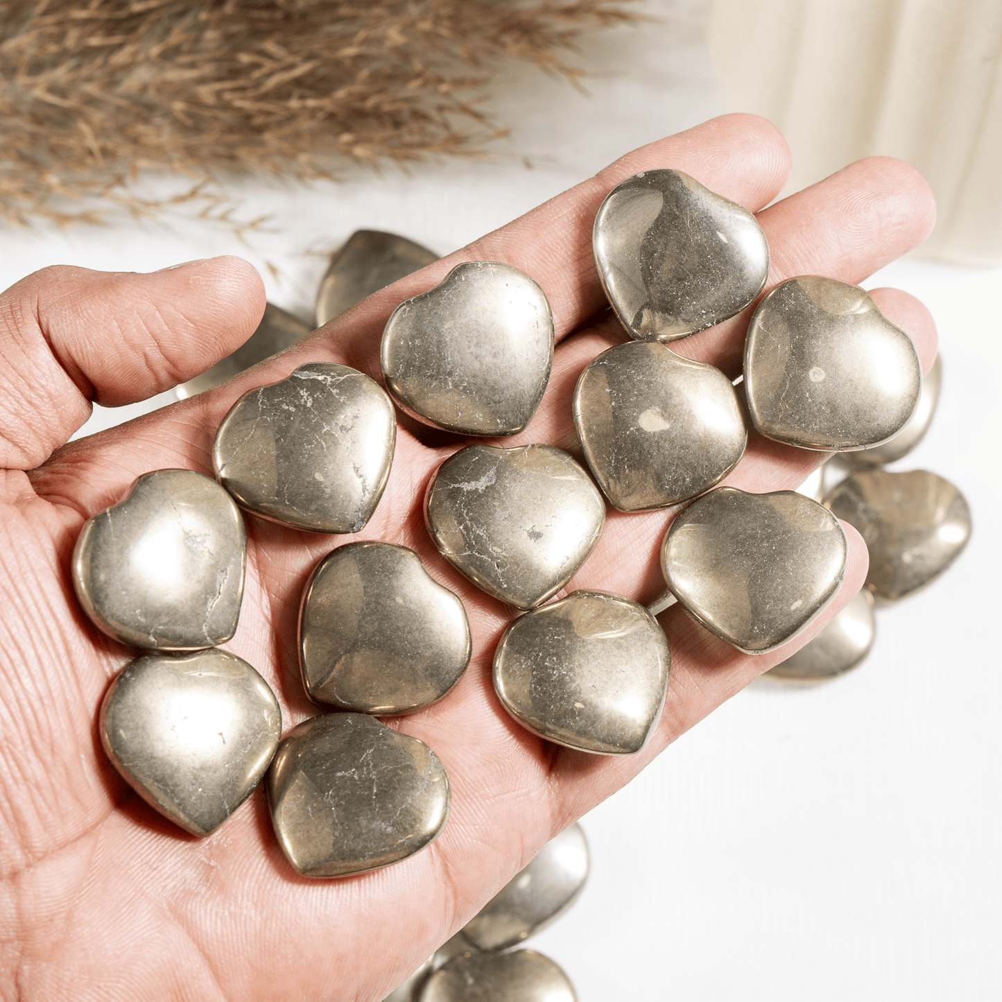 Pyrite Heart Crystal, Puffy Mini 1 Inch Pocket Crystal Heart