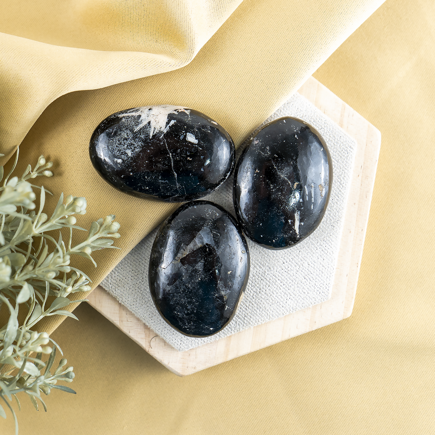 1kg Black Tourmaline Palm Stones (6-8Pcs)