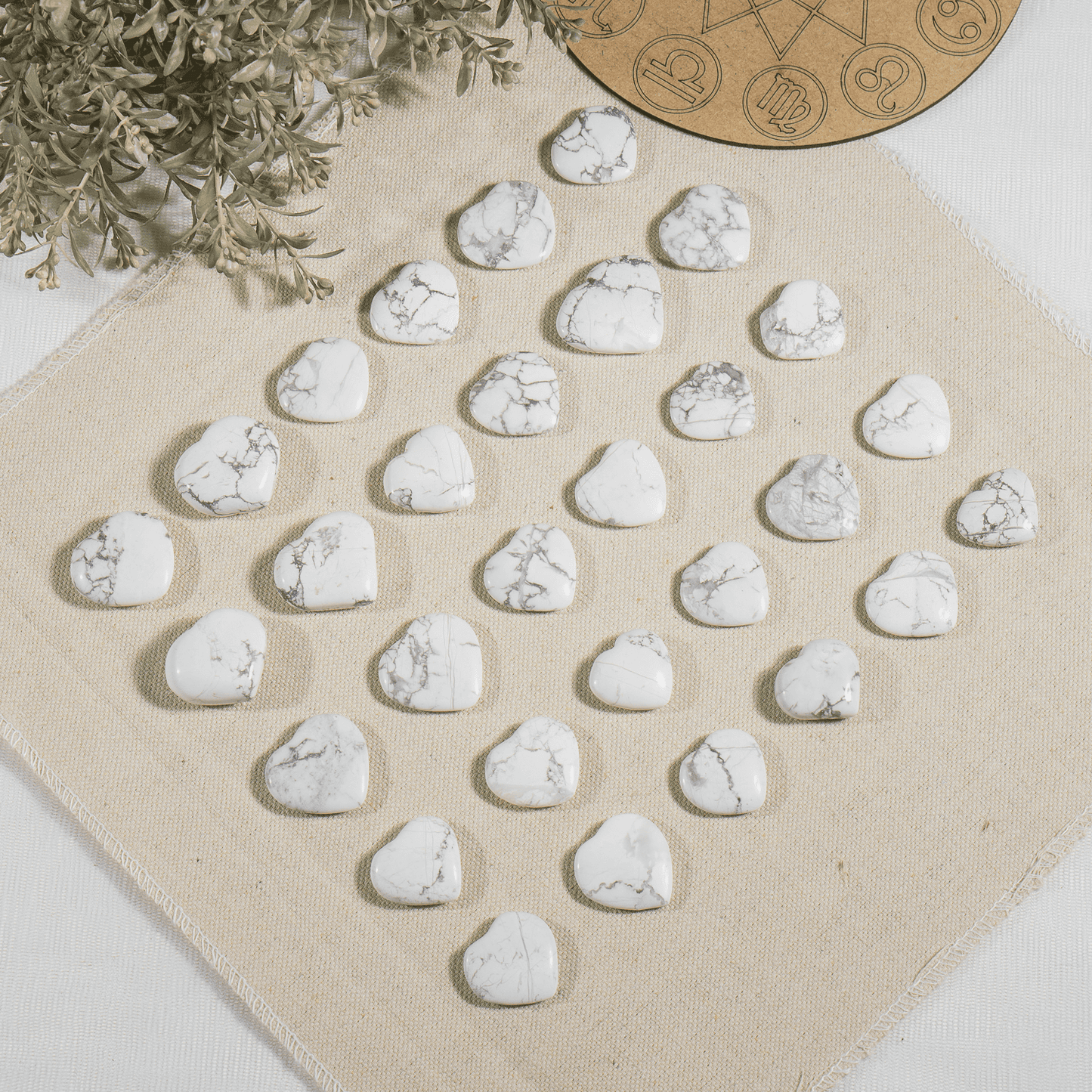 Howlite Heart Crystal, Puffy Mini 1 Inch Pocket Crystal Heart.