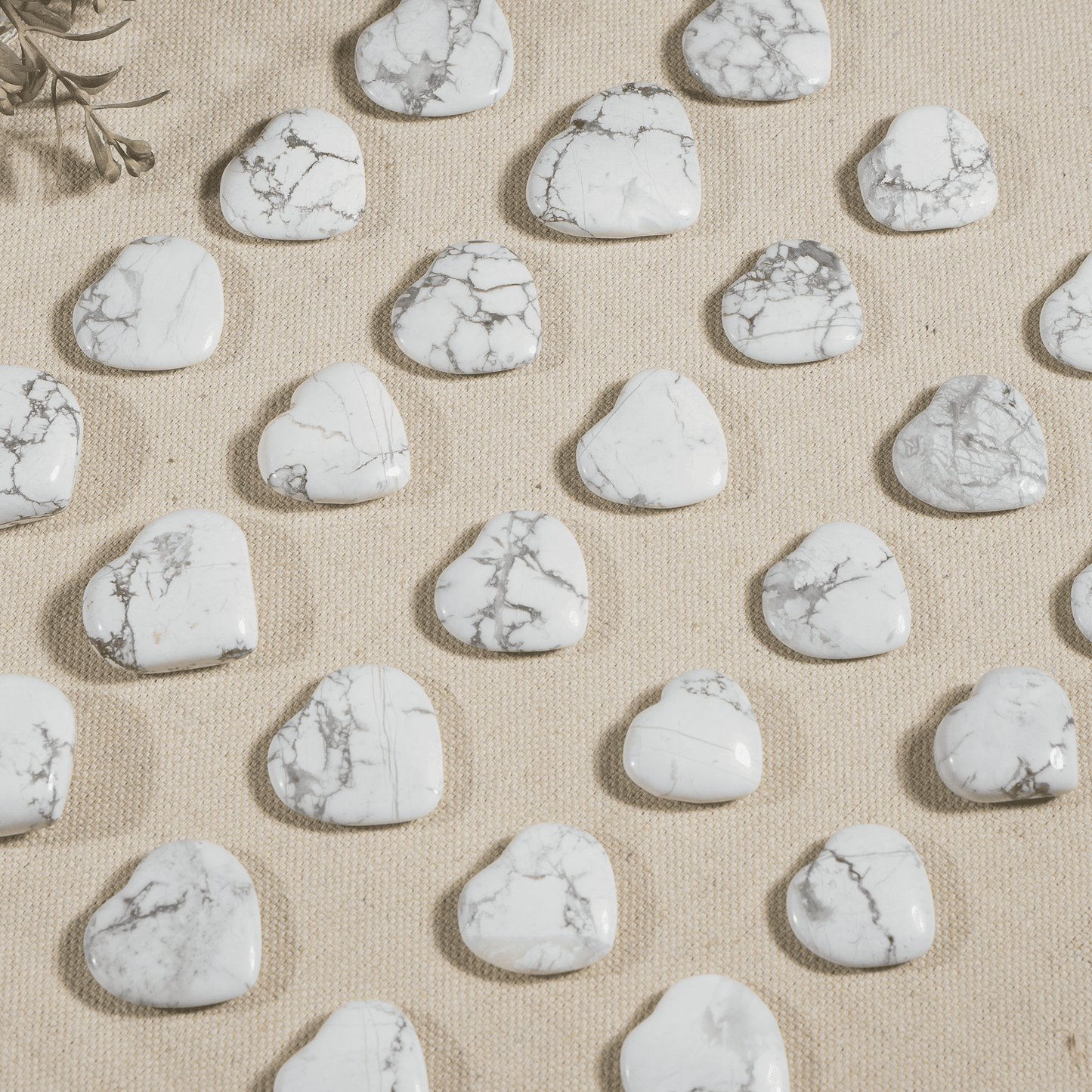 Howlite Heart Crystal, Puffy Mini 1 Inch Pocket Crystal Heart.