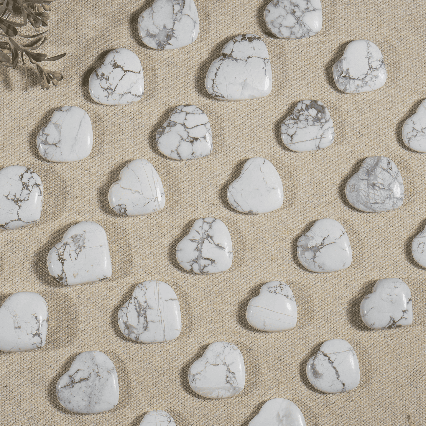 Howlite Heart Crystal, Puffy Mini 1 Inch Pocket Crystal Heart.