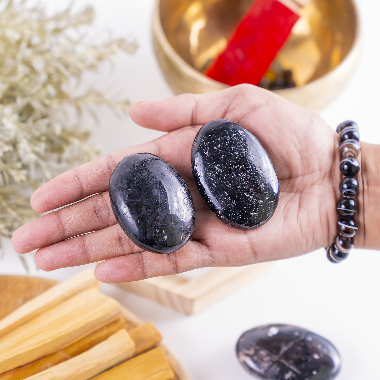 1kg Black Tourmaline Palm Stones (6-8Pcs)