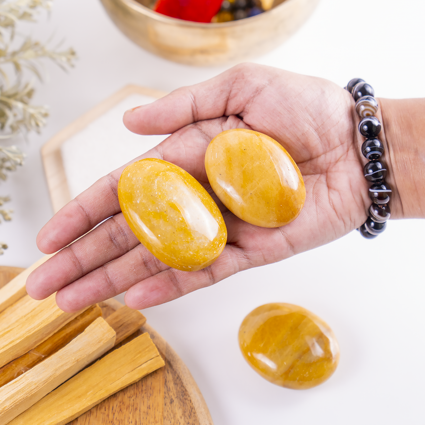 1kg Yellow Aventurine Palm Stones (6-8Pcs)