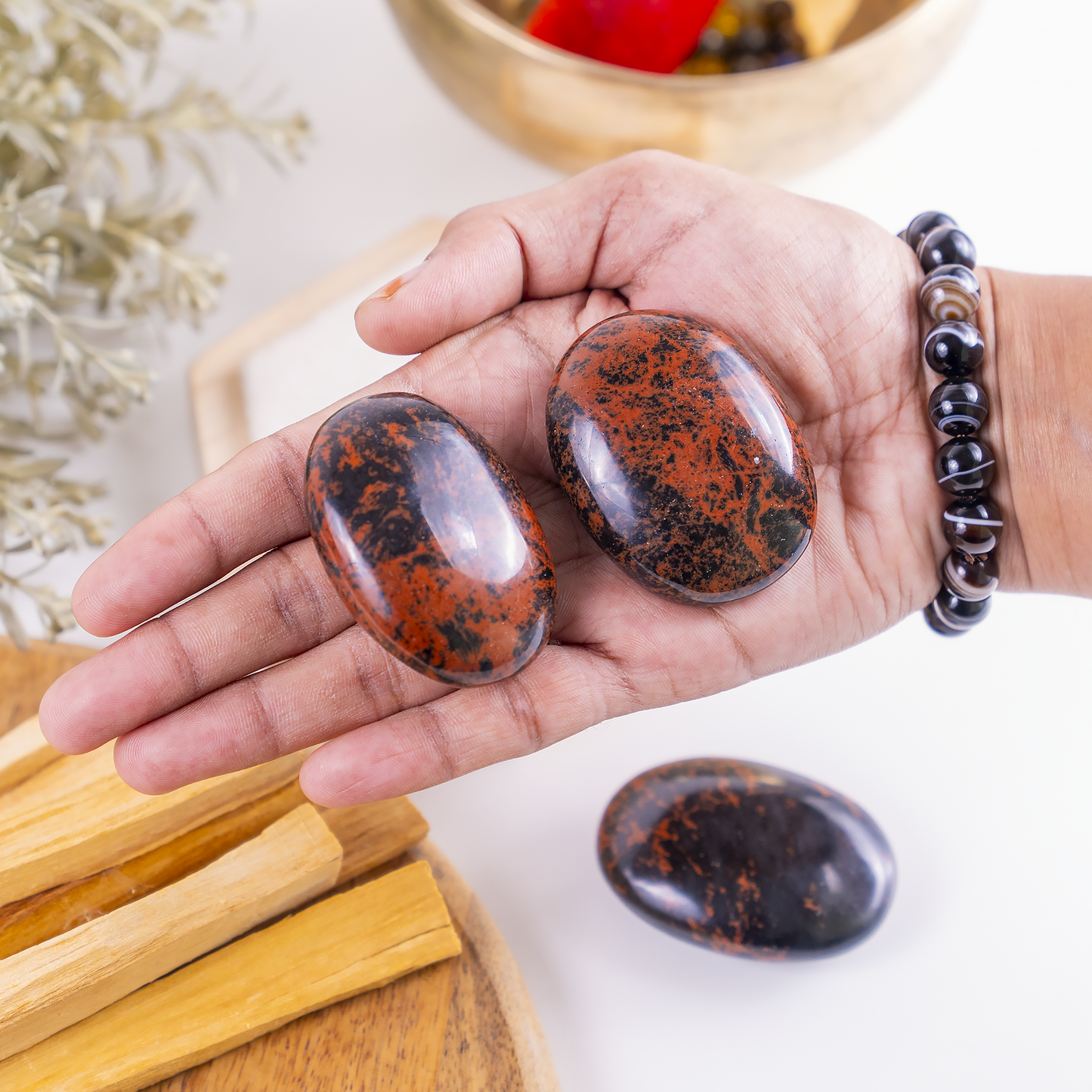 1kg Mahogany Obsidian Palm Stones (6-8Pcs)