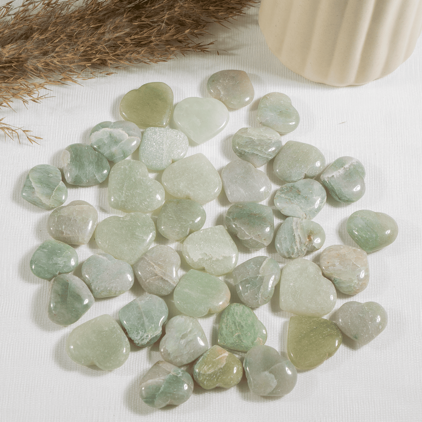 Green Aventurine Heart Crystal, Puffy Mini 1 Inch Pocket Crystal Heart