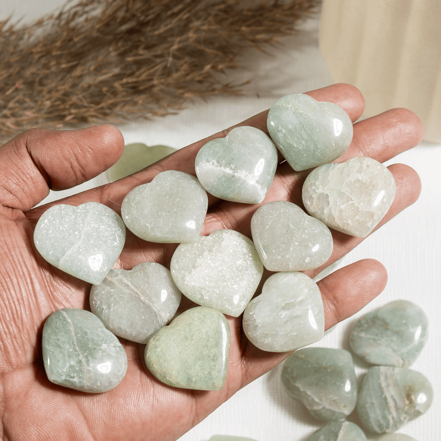 Green Aventurine Heart Crystal, Puffy Mini 1 Inch Pocket Crystal Heart