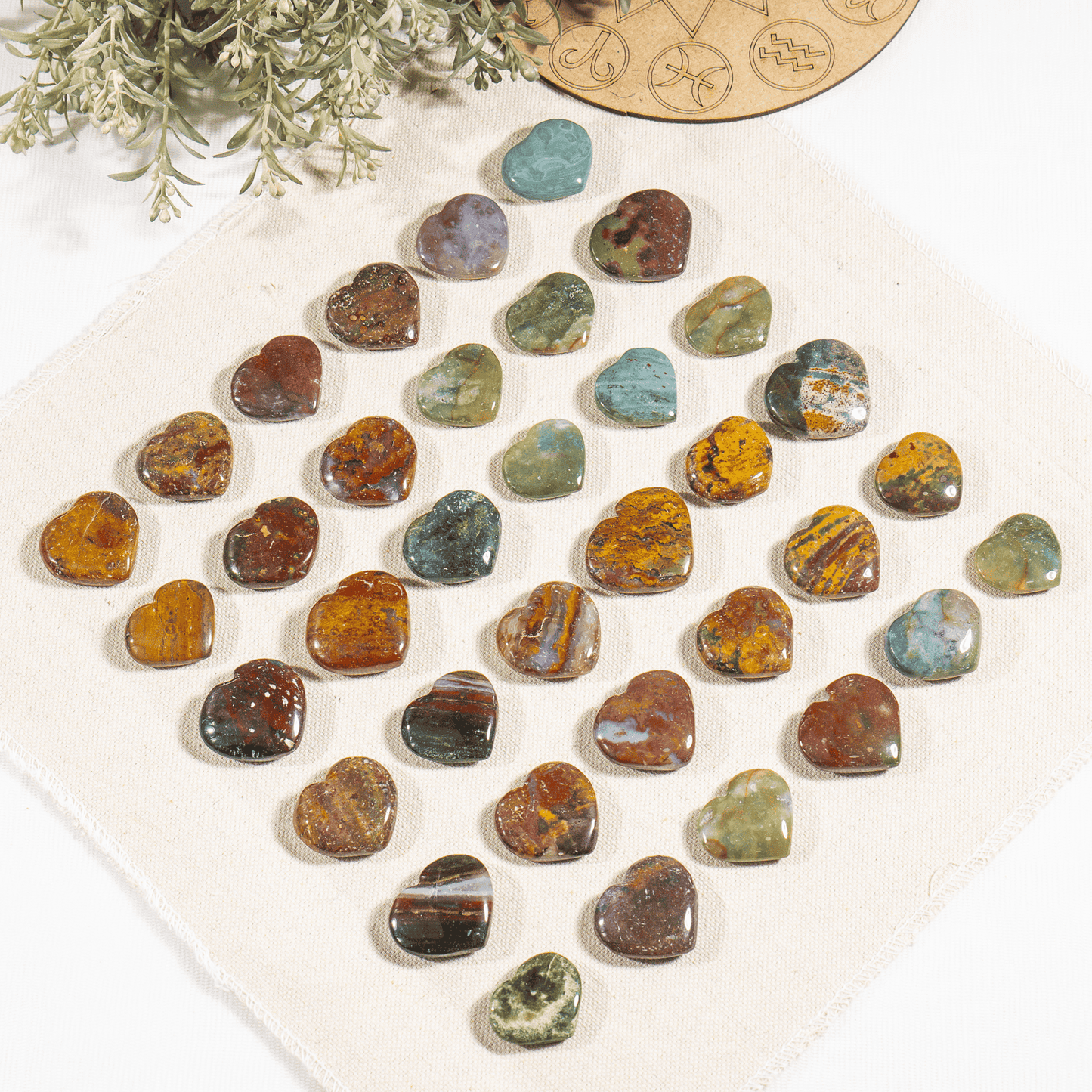 Fancy Jasper Heart Crystal, Puffy Mini 1 Inch Pocket Crystal Heart