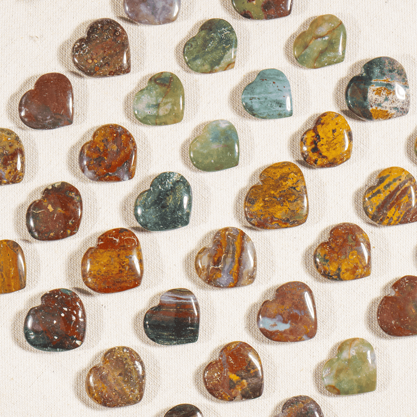 Fancy Jasper Heart Crystal, Puffy Mini 1 Inch Pocket Crystal Heart