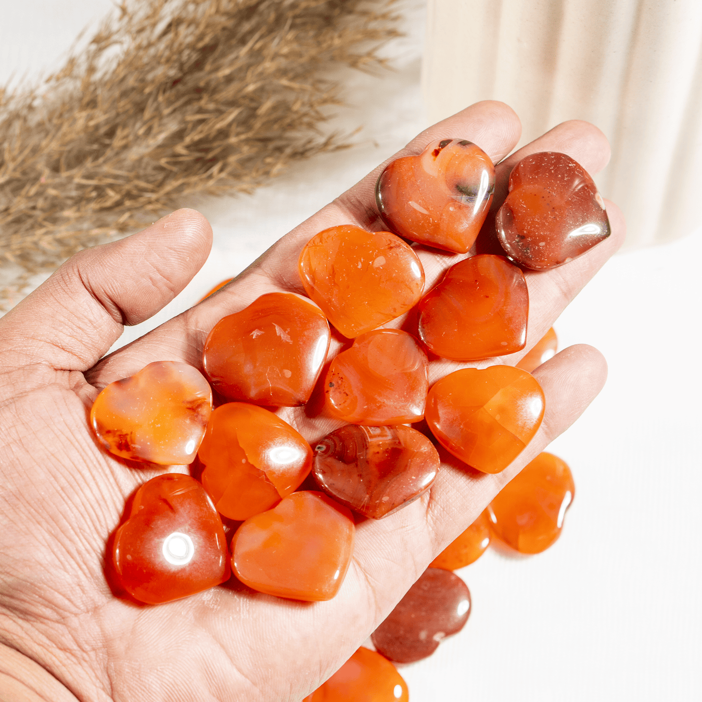 Carnelian Heart Crystal, Puffy Mini 1 Inch Pocket Crystal Heart.