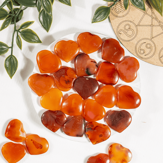 Carnelian Heart Crystal, Puffy Mini 1 Inch Pocket Crystal Heart.