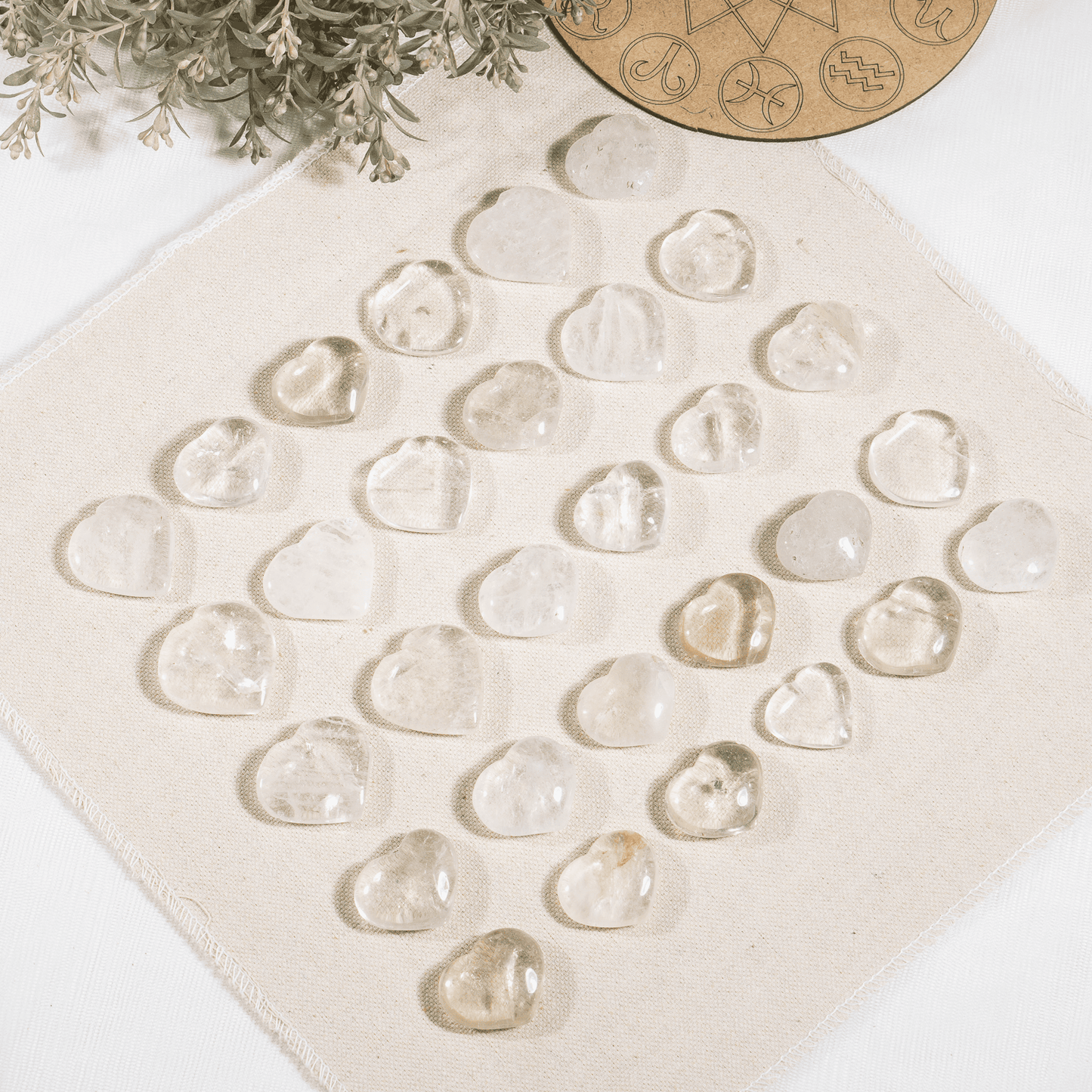 Crystal Quartz 1" Mini Pocket Hearts