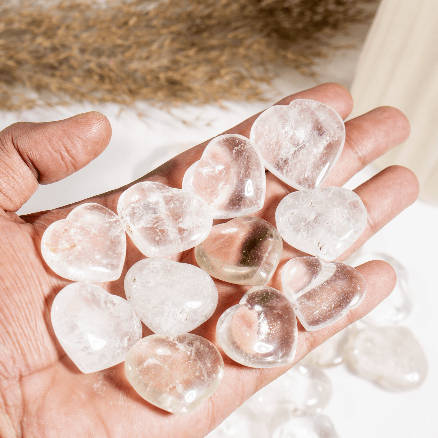 Crystal Quartz 1" Mini Pocket Hearts