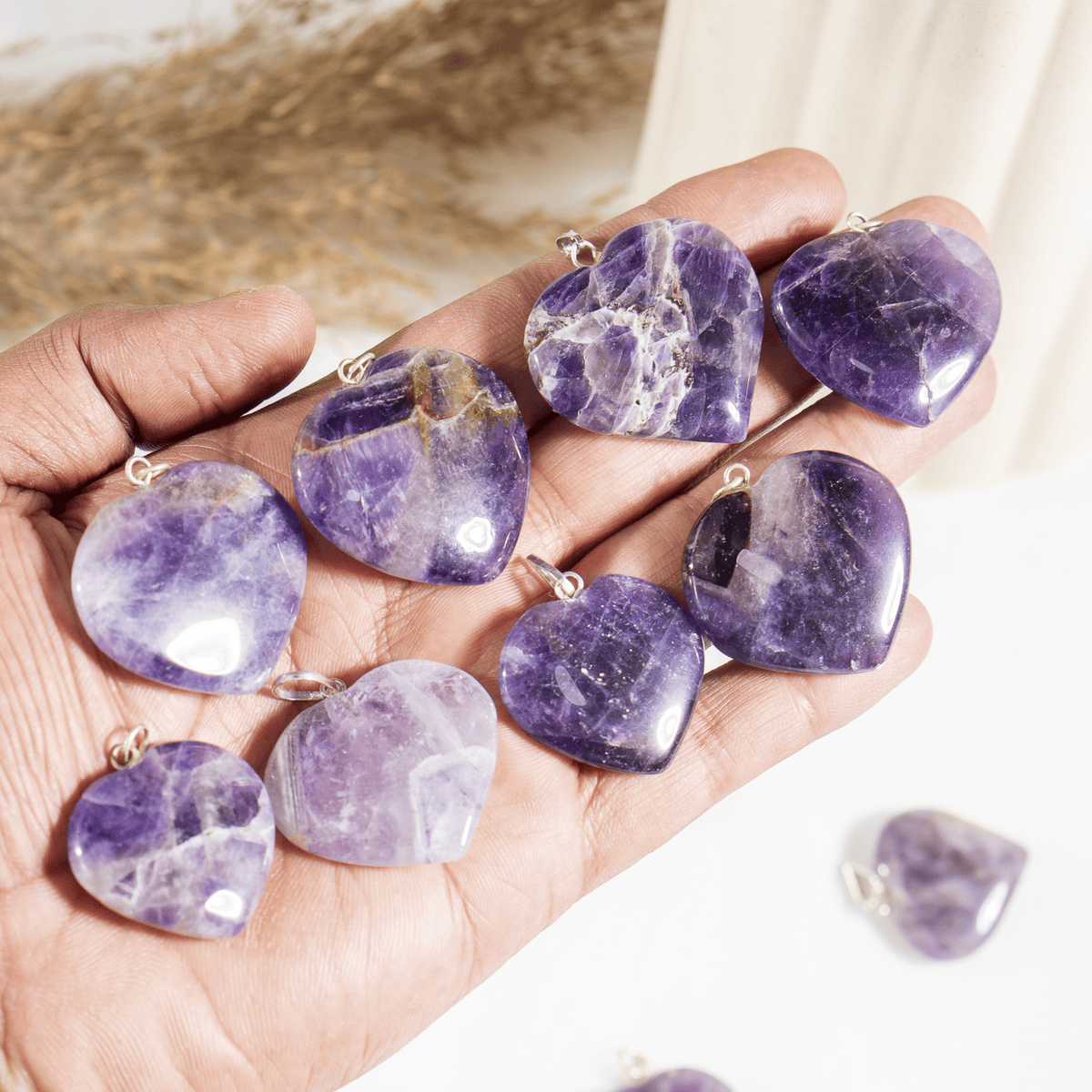 Amethyst Crystal Heart Pendant