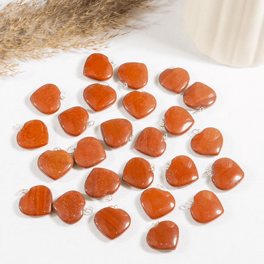 Real Red Jasper Crystal Heart Pendant