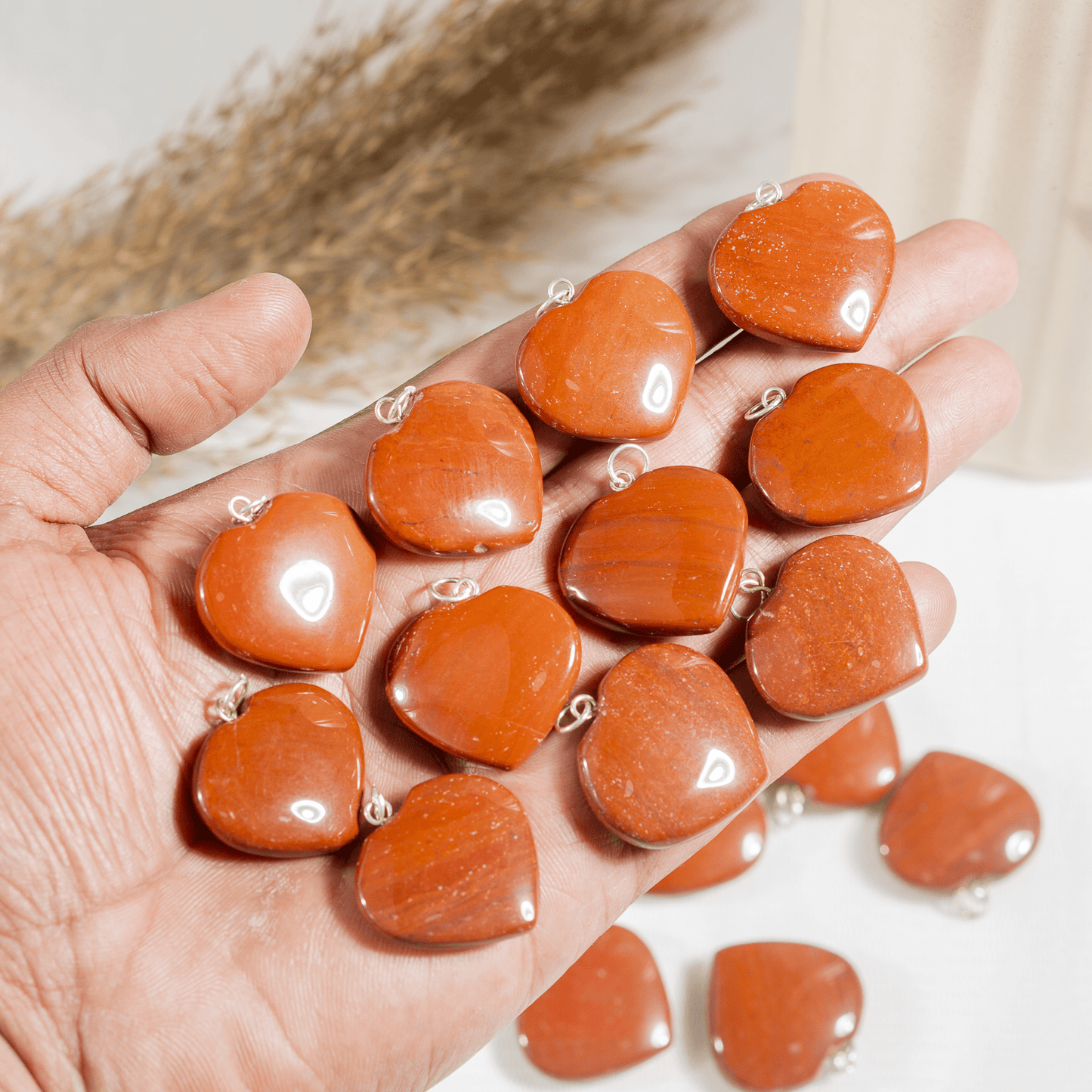 Real Red Jasper Crystal Heart Pendant
