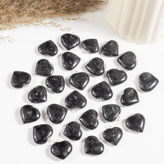 Black Tourmaline Crystal Heart Pendant