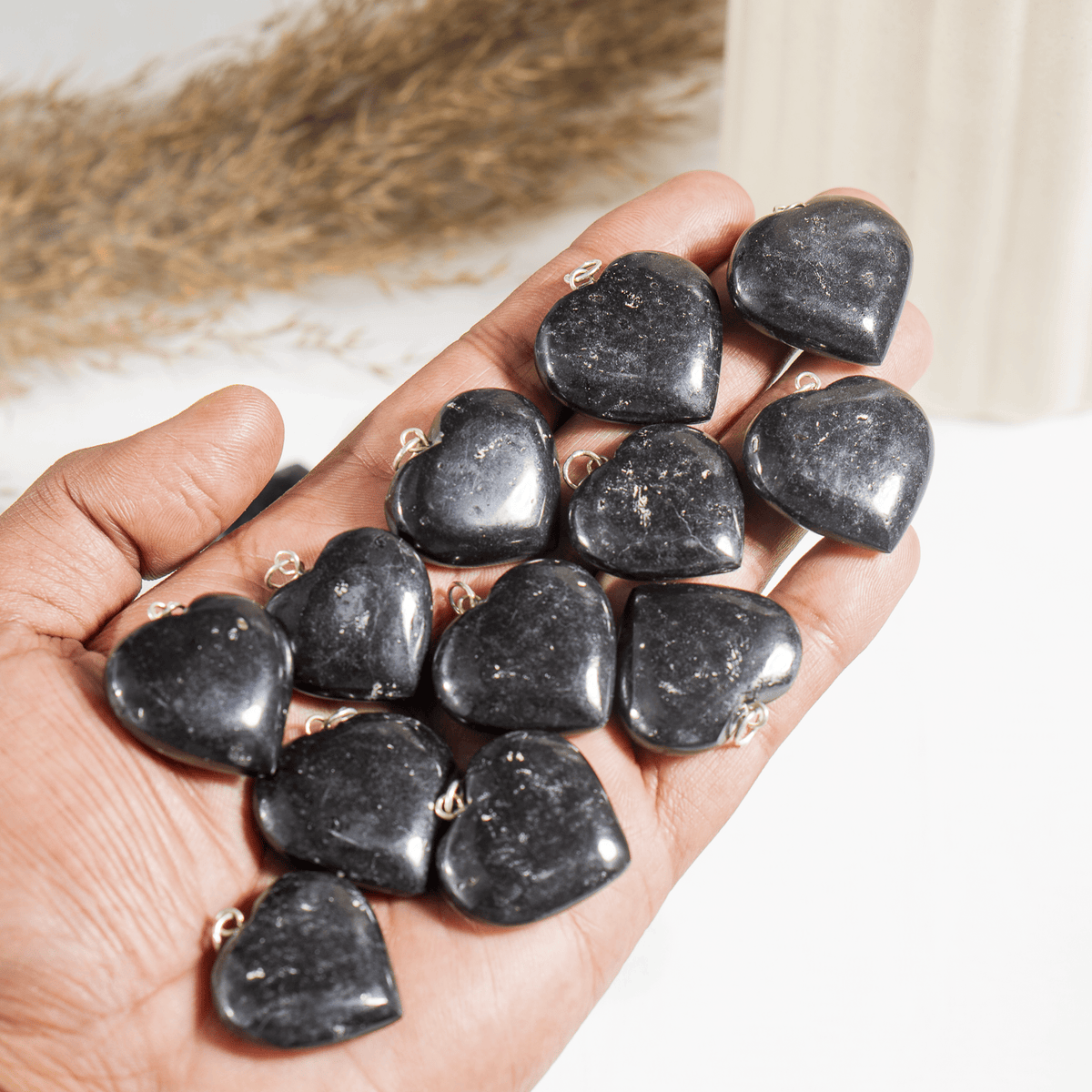Black Tourmaline Crystal Heart Pendant
