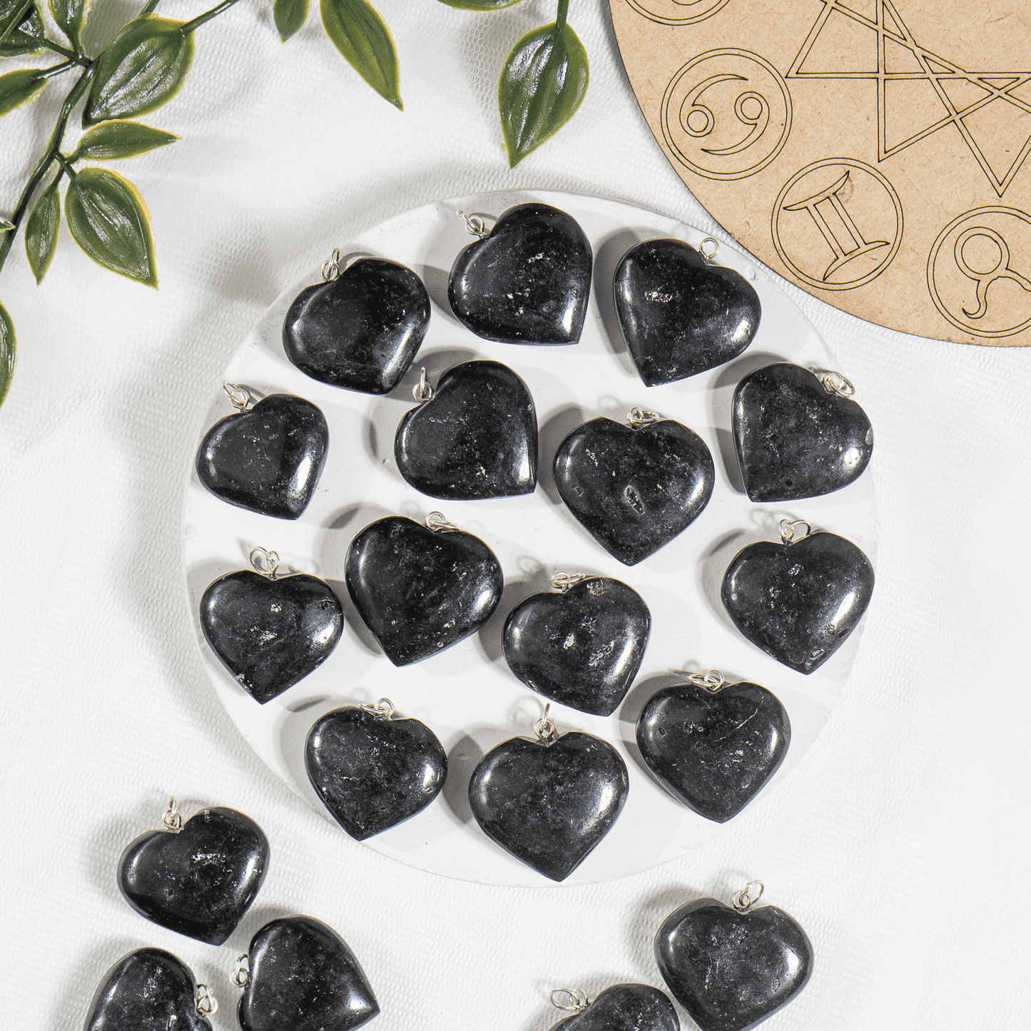 Black Tourmaline Crystal Heart Pendant