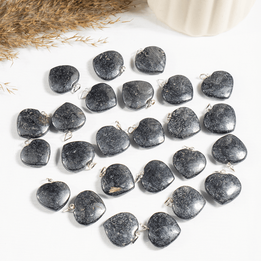 Hematite Crystal Heart Pendant