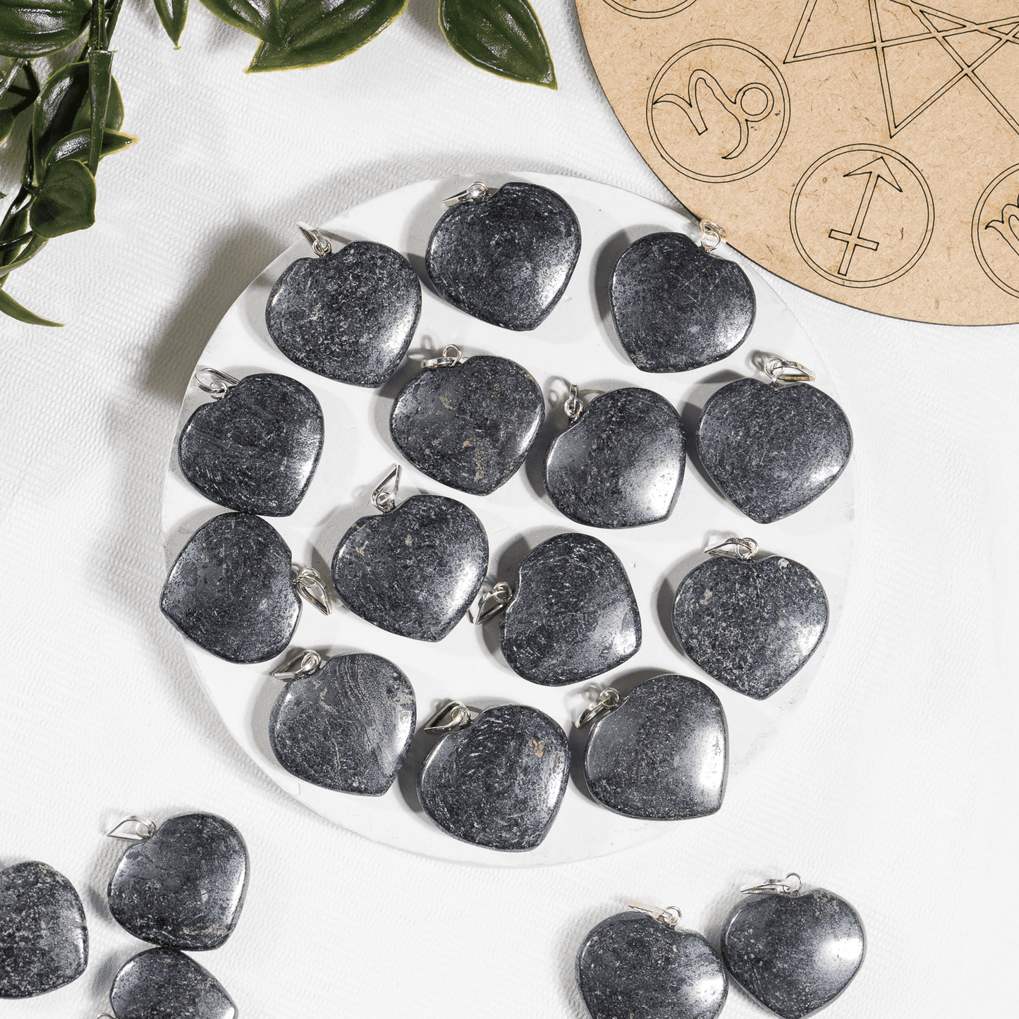 Hematite Crystal Heart Pendant