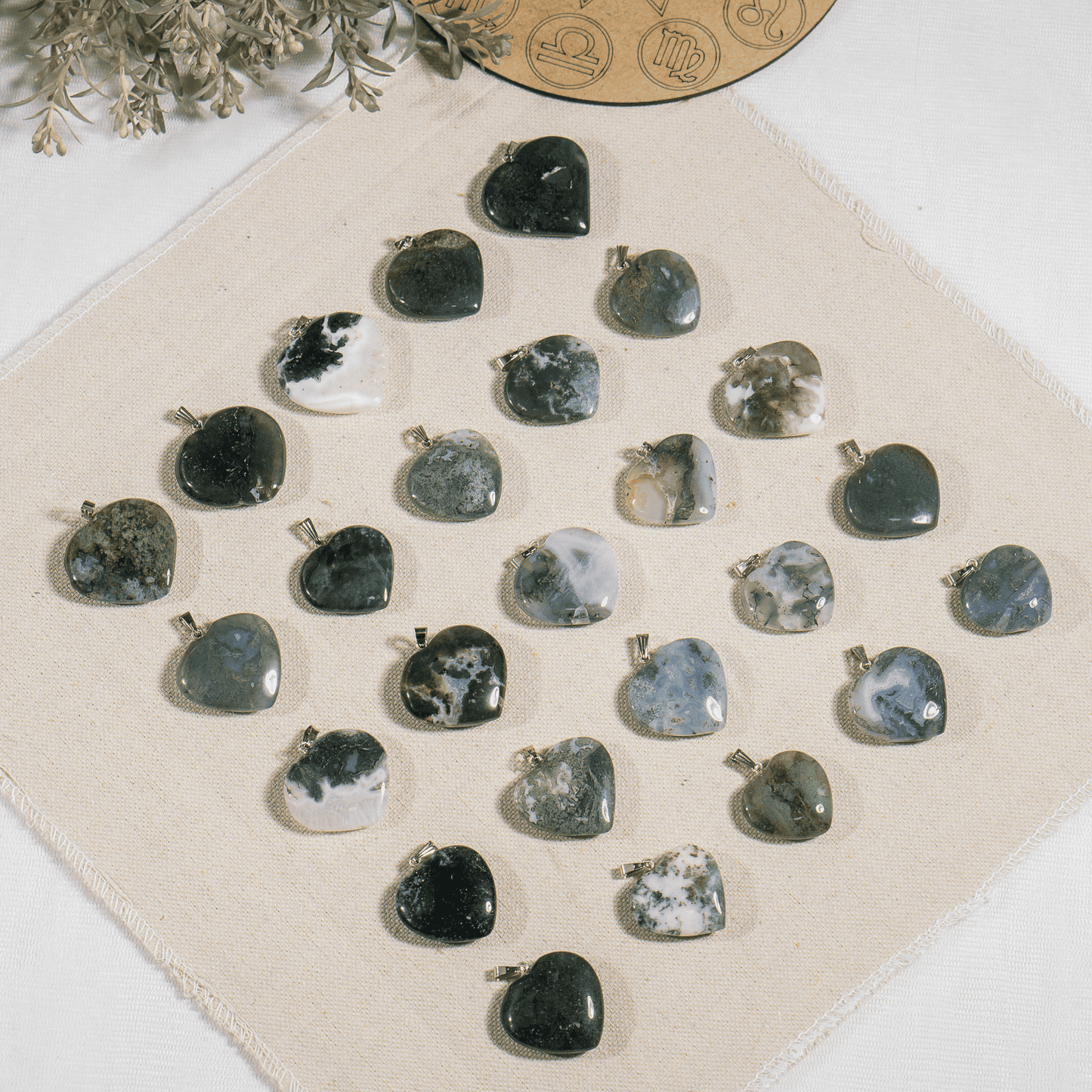 Moss Agate Crystal Heart Pendant