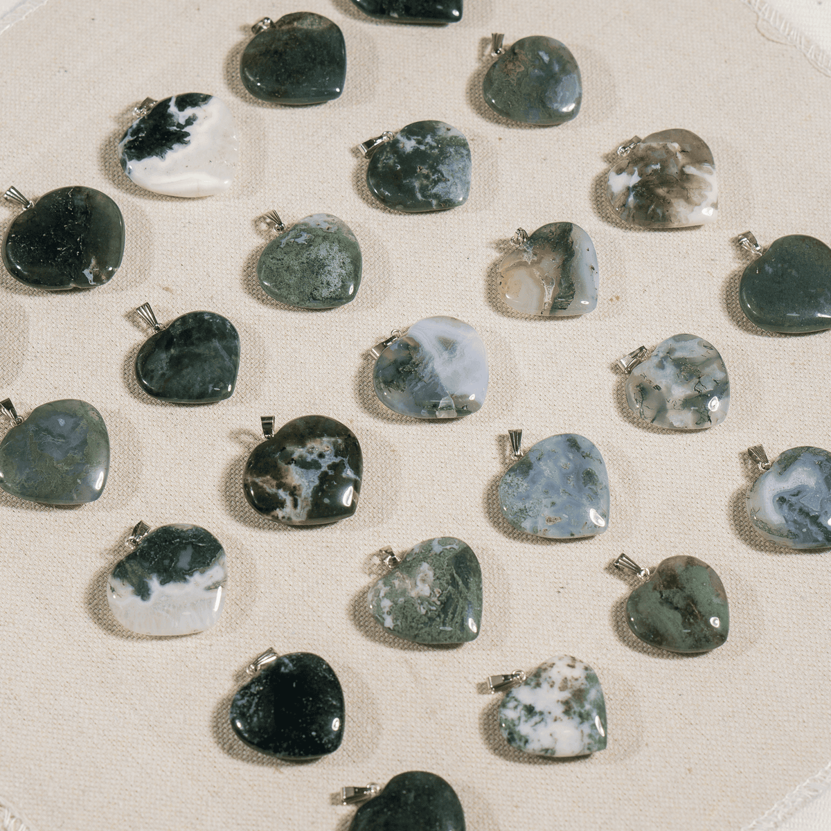 Moss Agate Crystal Heart Pendant