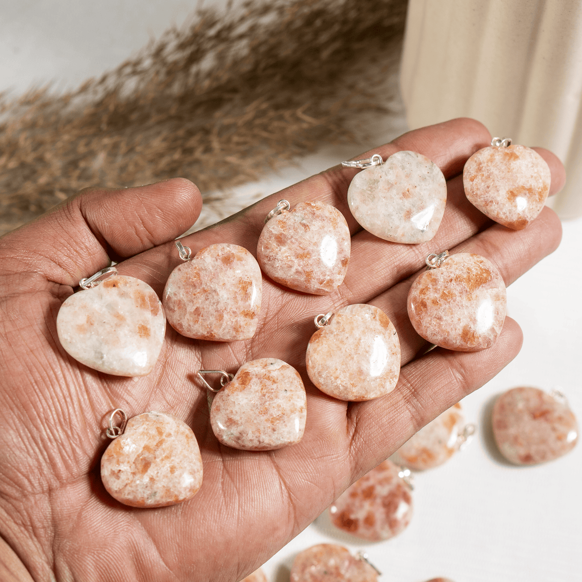 Sunstone Crystal Heart Pendant