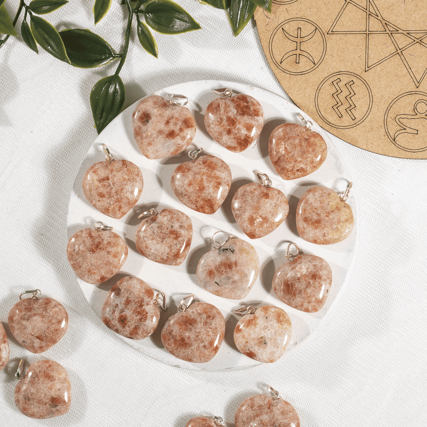 Sunstone Crystal Heart Pendant