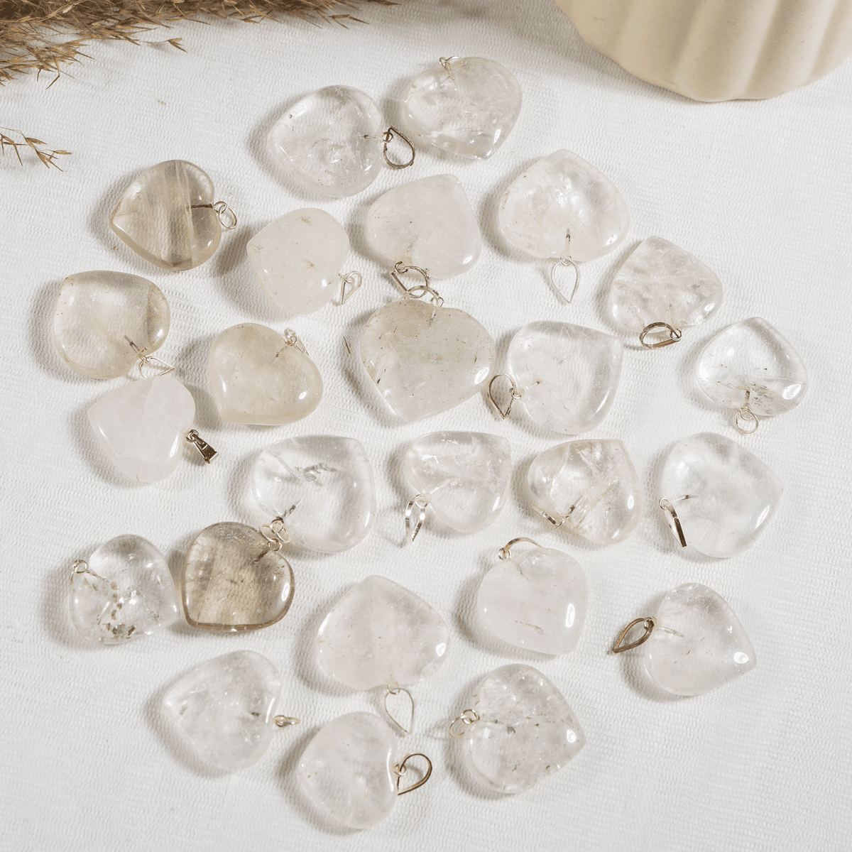 Clear Quartz Crystal Heart Pendant
