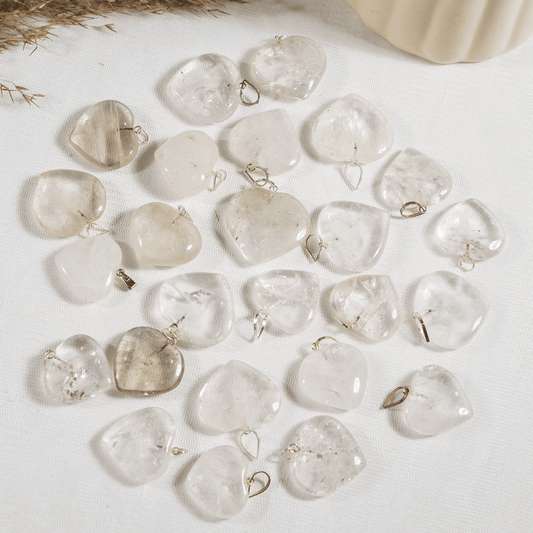 Clear Quartz Crystal Heart Pendant