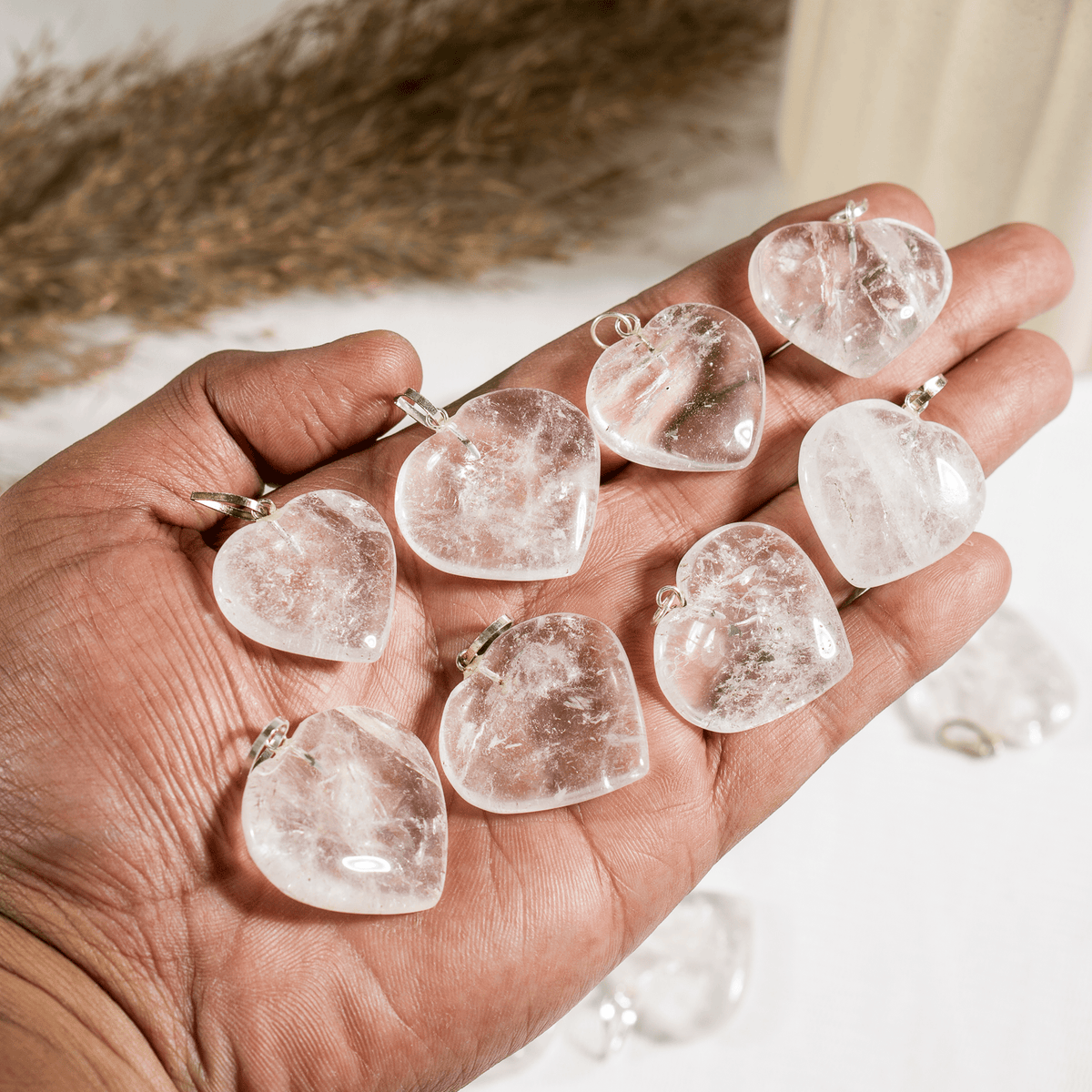 Clear Quartz Crystal Heart Pendant
