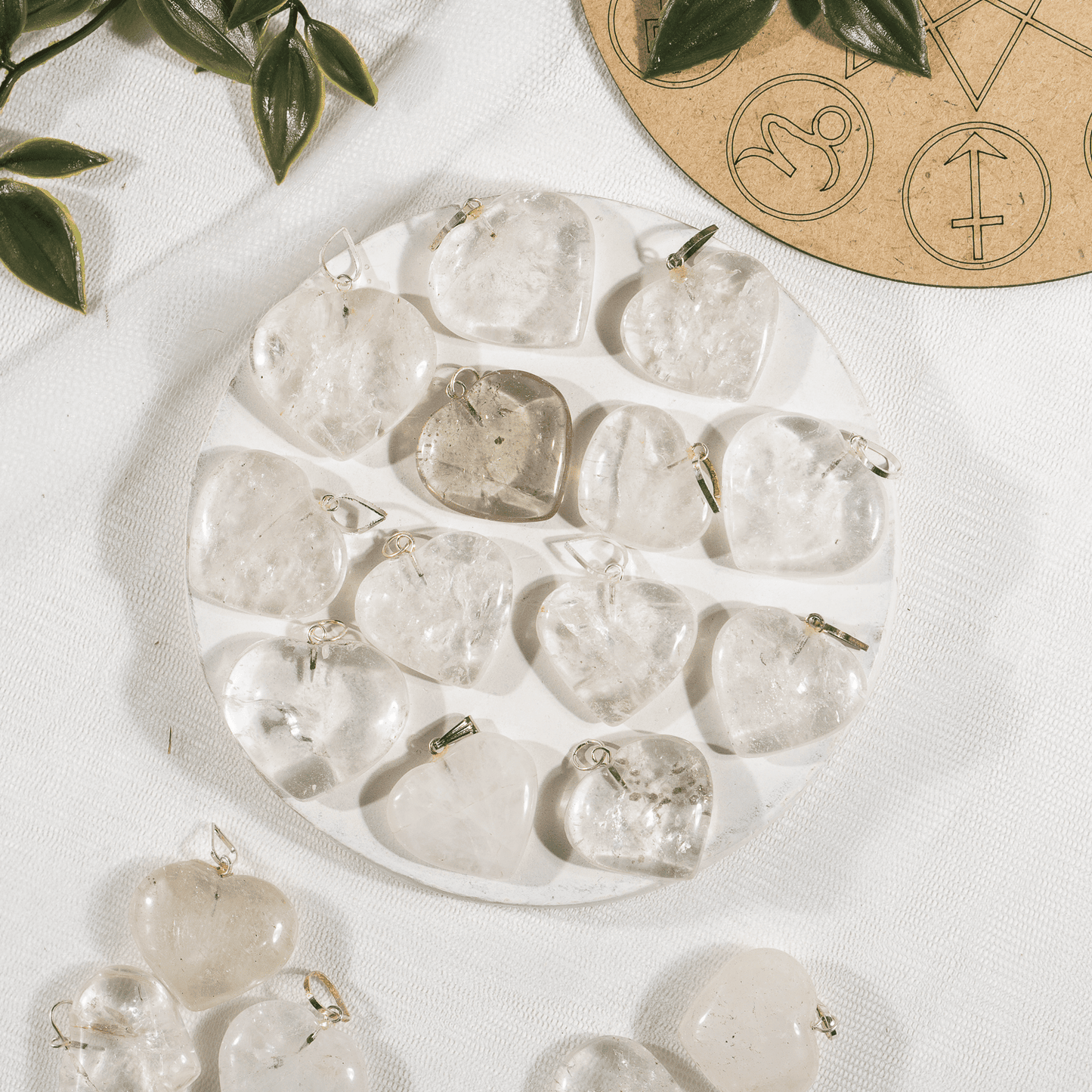 Clear Quartz Crystal Heart Pendant