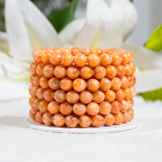 Orange Calcite | Round Beads Bracelet | Gemstone Bracelet